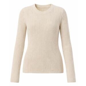 Everlane Organic Cotton Ribbed Crewneck Sweater Cream Slim Fit Minimalist - XS